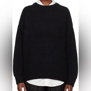 ANINE BING Sydney ALPACA Wool Sweater Womens Large Crew Neck Relaxed Fit Black